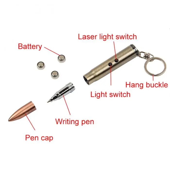 4 в 1 брелок многофункциональный открытый флэш-светильник в форме пули Ручка выживания лазерный легкий молоток Шариковая ручка Самообороны