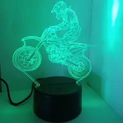 3D лампа видимого света сенсорный выключатель Красочные ночник с пультом дистанционного управления (мотоцикл)