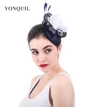 

Sinamay fascinator feathers navy hats hair accessories for women kentucky derby party headwear event occasion Multiple colors