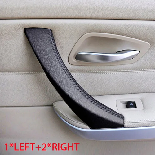 Car Interior Door Handle Cover Hand Sewing Micro Leather Door Panel Handle Pull Trim Cover For BMW 3 Series E90 E91 325 330 318 - Цвет: 3pcs Black Kit