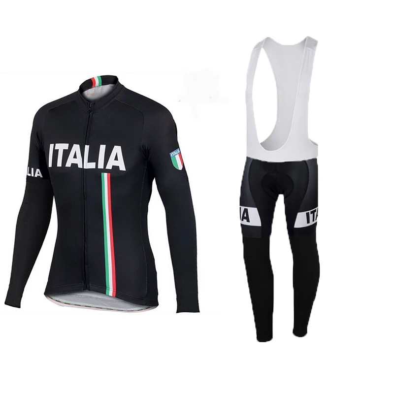 Весна осень pro team Ropa Ciclismo велосипед maillot Sportful Италия ИТ черный длинный рукав Велоспорт Джерси и комбинезон наборы - Цвет: 1