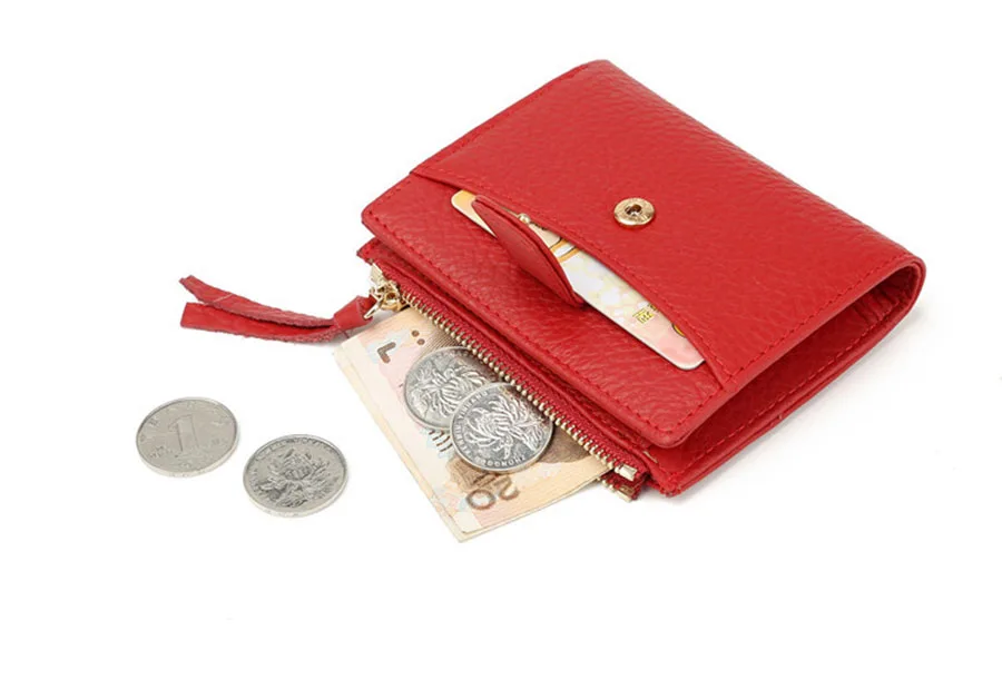 Mara's Dream, модный кошелек из натуральной кожи для женщин и мужчин, короткий кошелек для женщин, красный однотонный кошелек на молнии, кошелек для монет, держатель для карт