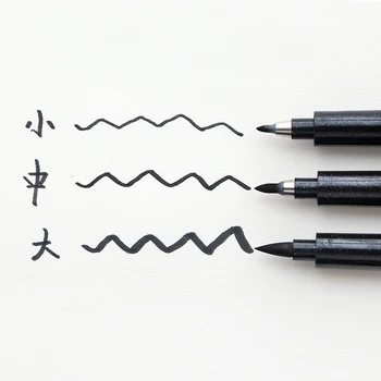 

3 chinese calligraphic pen drawing art pen calligraphy brush pen for signature material escolar stationery school supplies