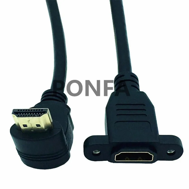 HDMI 2,0 4 К * 2 К кабель 60 Гц HDMI 2,0 В v2.0 вправо-влево вверх вниз угол мужской женщин для монтажа в панель с винтами HD кабель-удлинитель 15 см