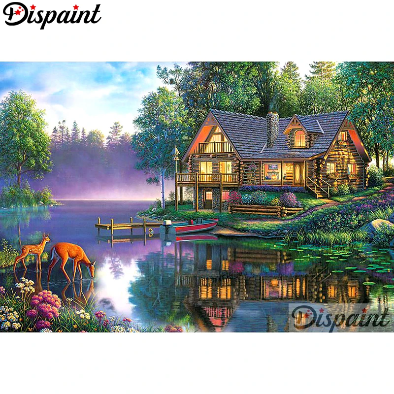 

Dispaint Full Square/Round Drill 5D DIY Diamond Painting "House deer" Embroidery Cross Stitch 3D Home Decor A10539