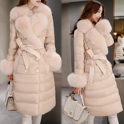 High quality 2019 White duck down 95% Slim Down clothes coat New Korea Ms Winter jacket Warm Fur collar Elegant down Coat Women