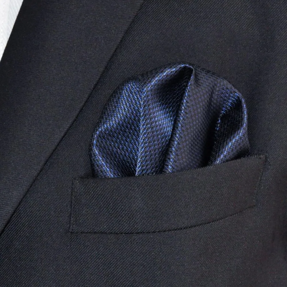 Y25 темно-синий сплошной ручной работы Классический удлиненный мужской Галстук Набор Шелковый платок шелковые галстуки для мужчин 63"