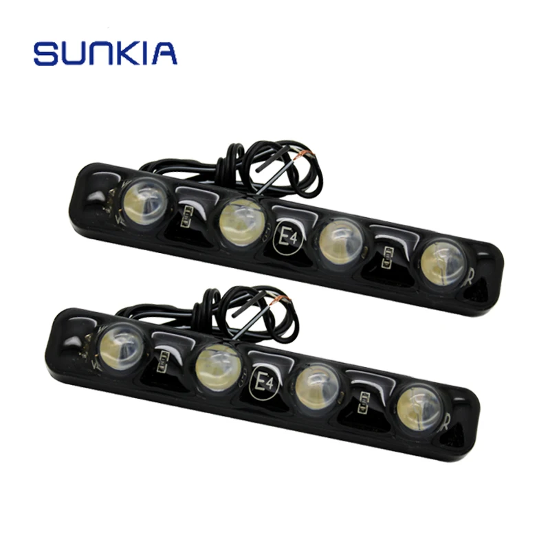 

SUNKIA LED Universal High Power Car 4LED Daytime Running Light DRL Fog Warning Decorative Lamp High Power 100% Waterproof