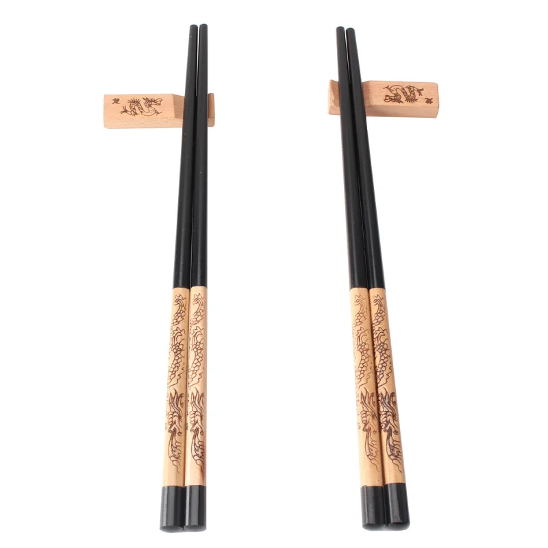

2 Pairs Chinese Style Wood Wooden Chopsticks with Holder And Box China Chop Sticks Home Kitchen Dining Tableware Wedding Gifts