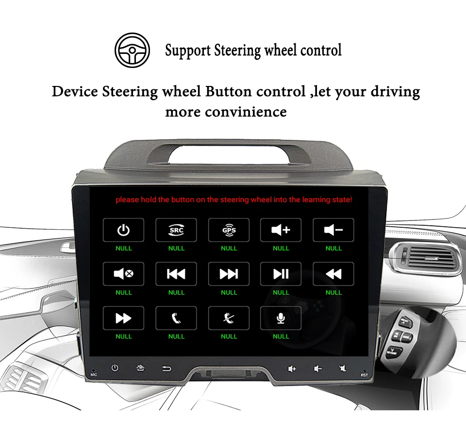 Clearance 2 din Auto Android 9.0 car dvd for kia sportage 2009 2011 2013 2014 2015 car radio gps navigation with steering wheel Head Unit 3