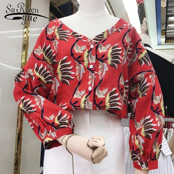 

fashion women blouses 2019 women tops and blouse long sleeve women blouse shirt print chiffon ladies tops blusa feminina 0741 30