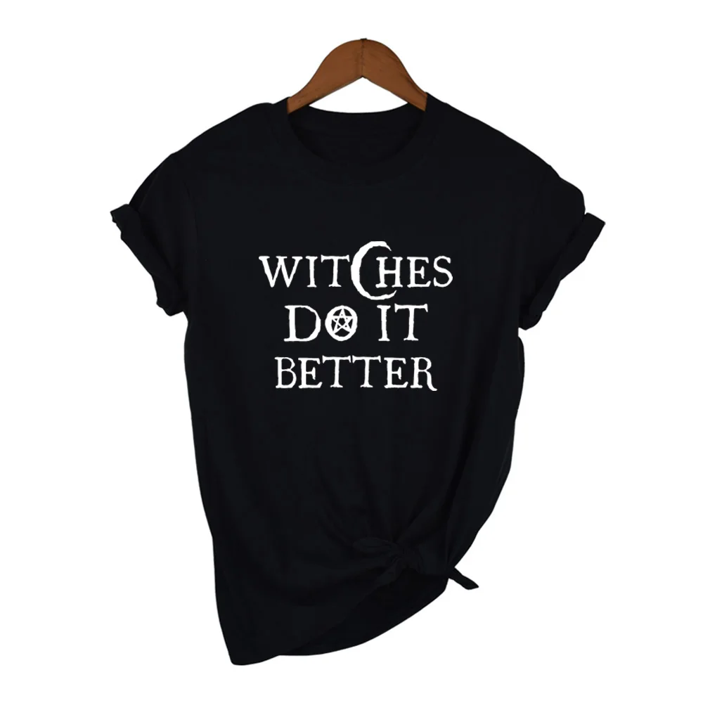Ведьмы делают это лучше, футболка, футболка с готическим рисунком, летняя модная футболка Tumblr гранж, футболки с коротким рукавом и круглым вырезом, футболка с принтом