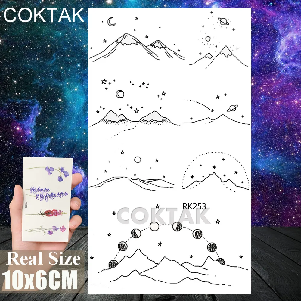 Акварельные космические Временные татуировки для детей стикер космонавт Луна поддельные моющиеся татуировки для мужчин и женщин на руку боди-арт татуировки