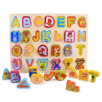 

Color Early Education Cartoon Cognitive Hand Grasping Board Wooden Building Blocks Toy Toys For Children Juguetes Baby