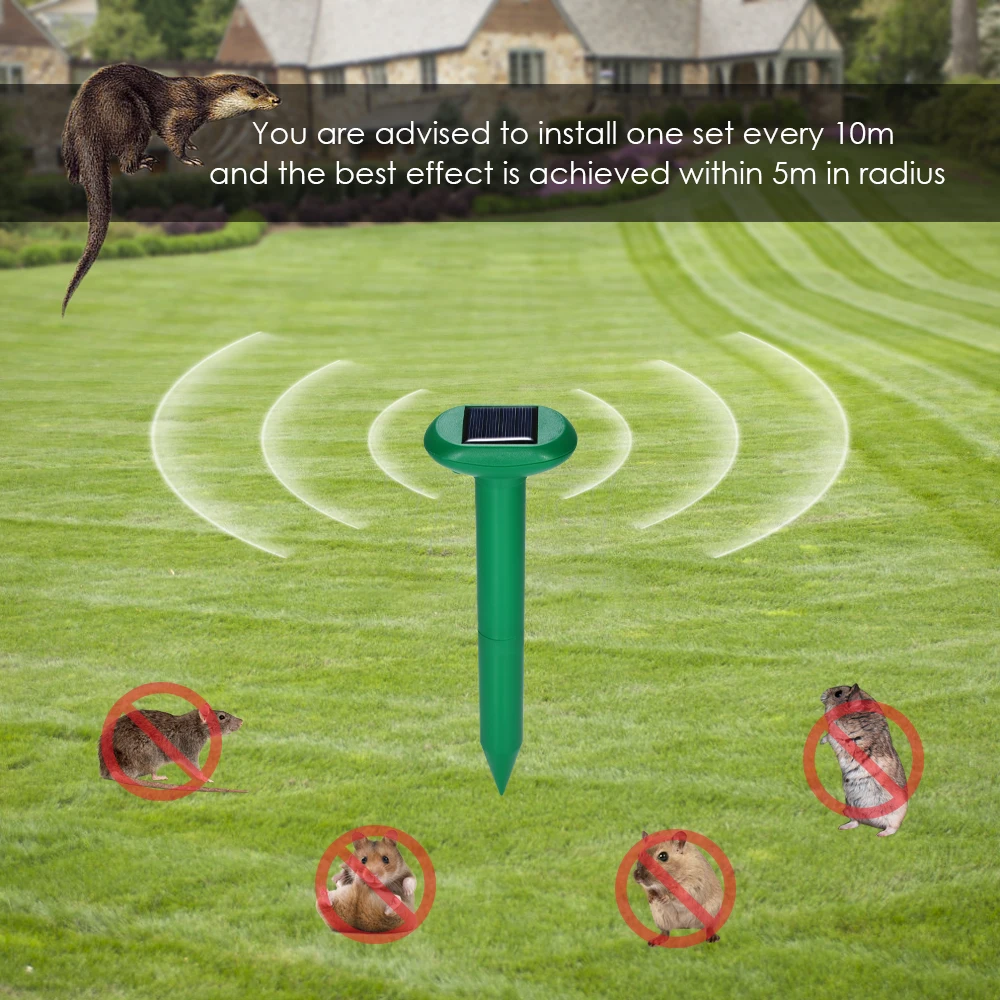 Solar Powered Rodent Repeller Ultrasonic Mouse Yard Waterproof Garden Tool Set