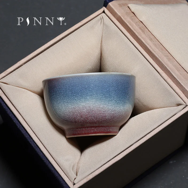 

PINNY Colorful Fambe Master Cup Crack Technology Ceramic Glaze Teacups Pigmented Kung Fu Tea Cups Traditional Chinese Tea Bowl