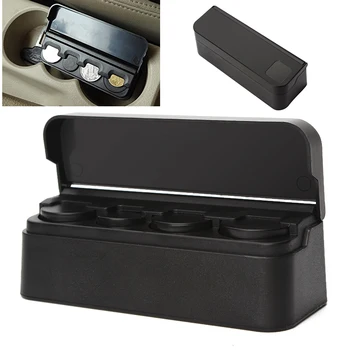 

LEEPEE Car Coin Holder Black Plastic Coin Case Storage Box Holder Container Car Styling