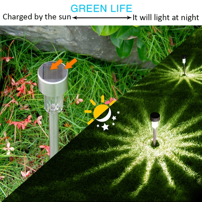 בחוץ Led אורות שמש חיצוני שמש Led דשא מנורות רחוב תאורת Luminaria עבור גן קישוט שמש מופעל נתיב אורות