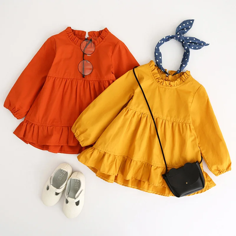 

Retail summer solid casual gril dress hot sale fashion style baby dresses