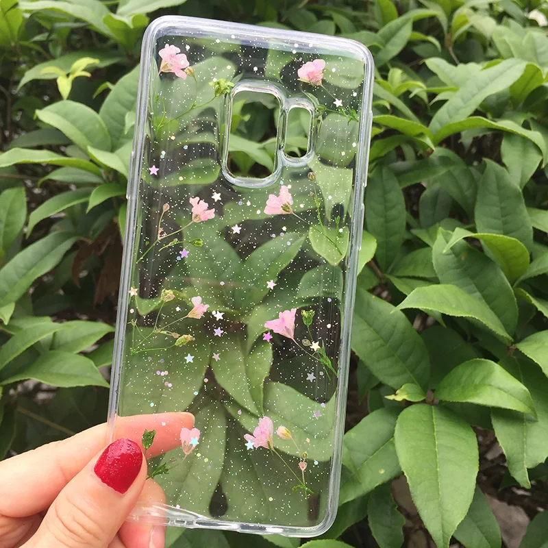 Tfshining настоящий высушенный цветок ручной работы прозрачный прессованный чехол для телефона для samsung Galaxy S9 S10 Plus S8 Plus Note 8 9 Мягкий ТПУ задний Чехол - Цвет: 6