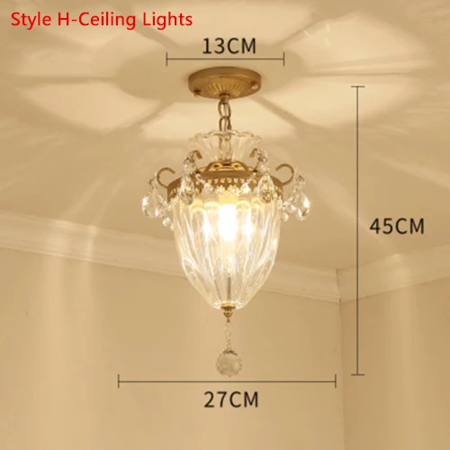 Хрустальный потолочный светильник для коридора, лампа для помещений, потолочный светильник для спальни, современный домашний светильник, хрустальный светильник - Цвет корпуса: H-Ceiling Lights