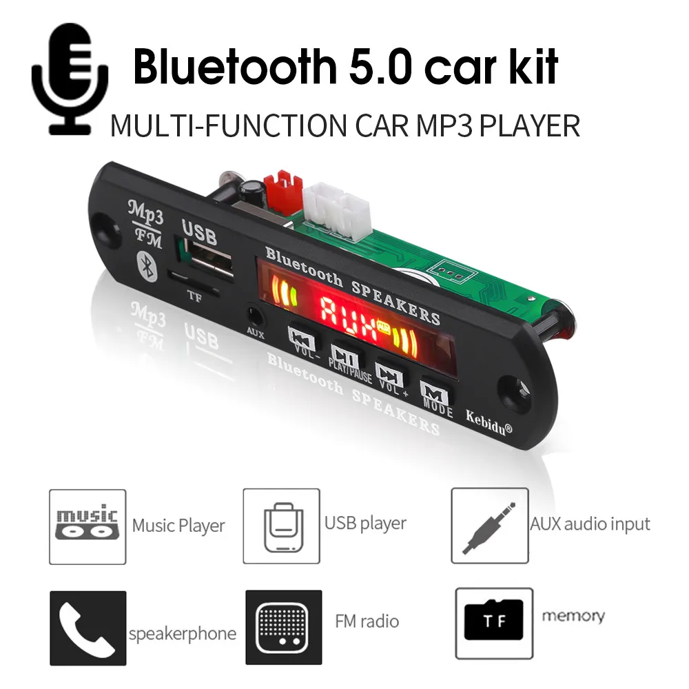 KEBIDU цветной экран 5 в автомобильный Bluetooth MP3 декодер плата WAV WMA декодирование