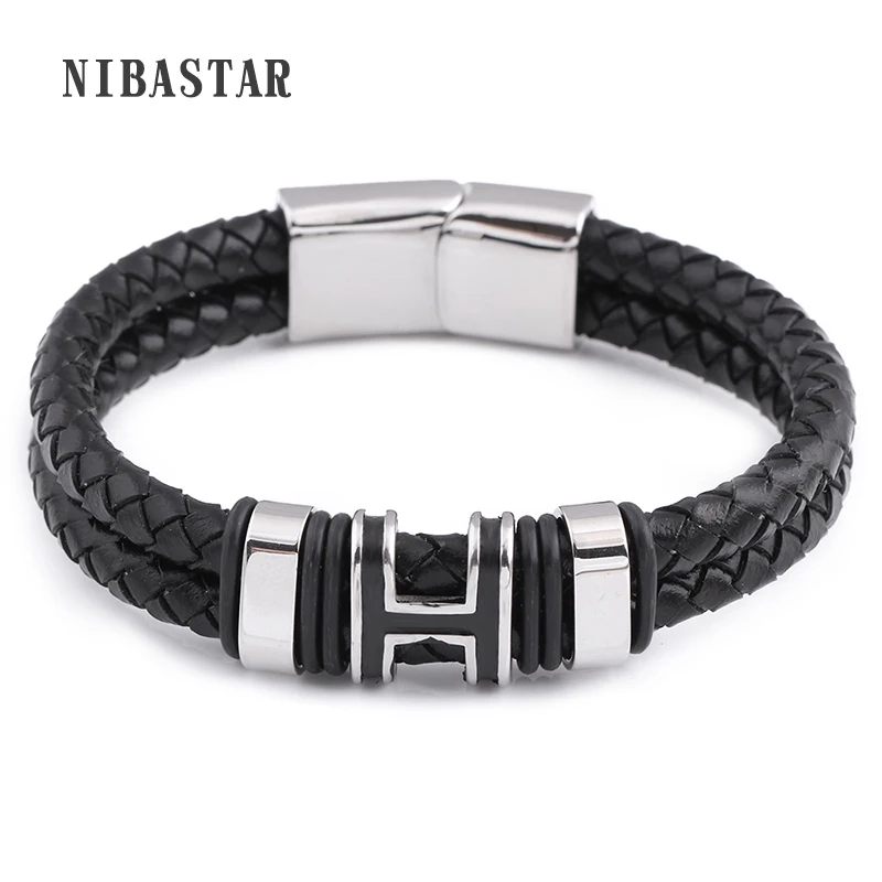 

Magnetic Buckle Bracelet Vintage Cross Bracelet Black Leather Charm Bracelets Men Jewelry Party Gift