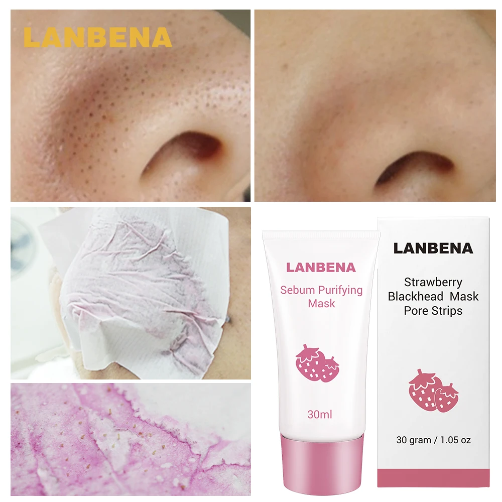 LANBENA Blackhead black dots Remover Black Mask Deep Cleansing Nose Pore Strip Oil-control Acne Treatment cosmetics