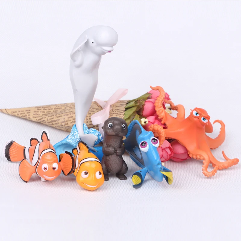 

2017 New Styles 6pcs/lot Movie Nemo Charlie Clownfish Jenny Marlin PVC Action Figure Model Doll Toys For Kids Gifts