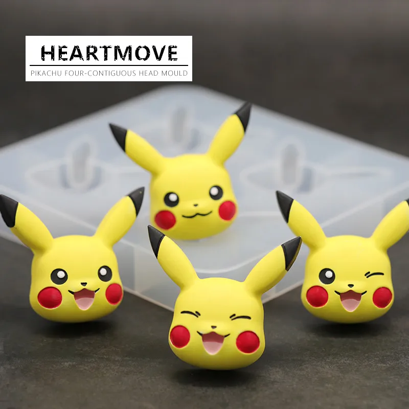 Nieuwe 4 Gat Pikachu Chocolade Schimmel Epoxy Schoon Shiny Mold Ice Cube Aromatherapie Gips Siliconen Cakevorm Diy Sleutel ring Mold|Cakevormen|   - AliExpress