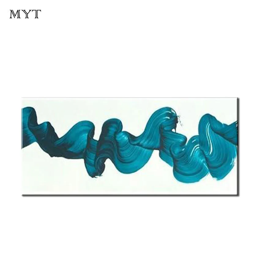 

Handpainted Abstract blue wave Oil Paintings on Canvas Handmade Wall Painting Modern for living room Home Decor no frame