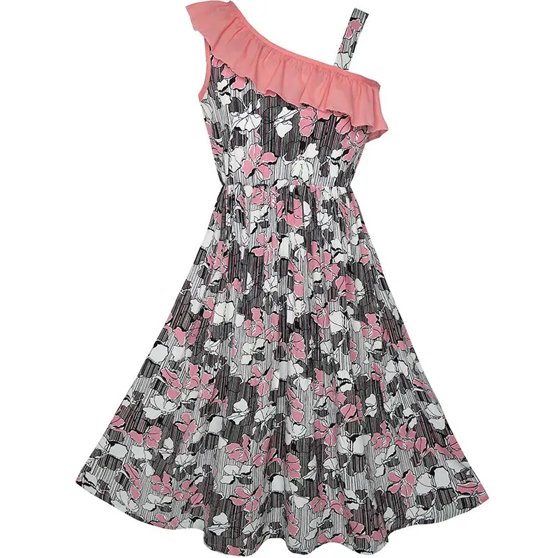 Sunny Fashion платья для девочек платье Одно плечо Цветок Sundress Вечеринка день рождения