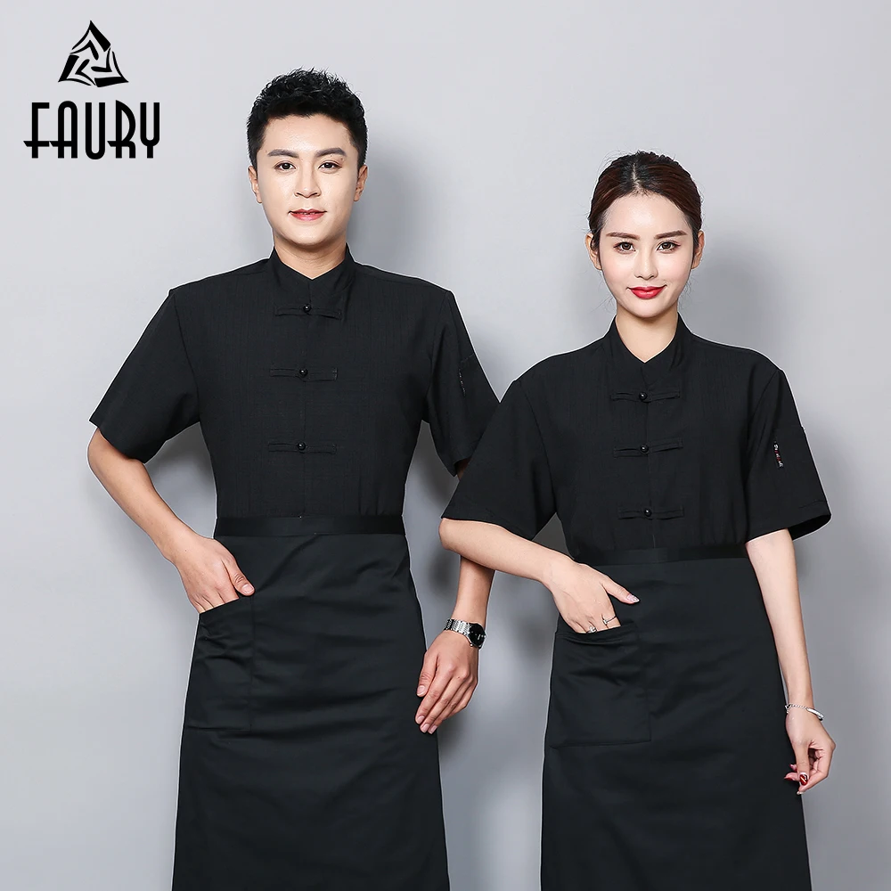 

Chef Jacket Soft Work Clothing Hotel Restaurant Kitchen Waiter Waitress Professional Cafe Tea Silk Cotton Summer Uniform
