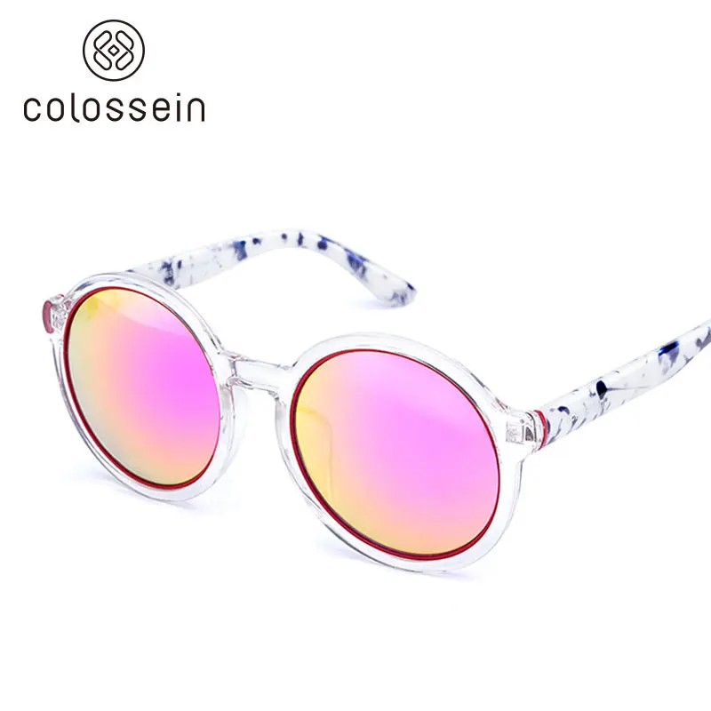 COLOSSEIN солнцезащитные очки для женщин круглые ретро стиль солнцезащитные очки роскошные женские солнцезащитные очки классические женские очки летние для женщин - Цвет линз: Pink