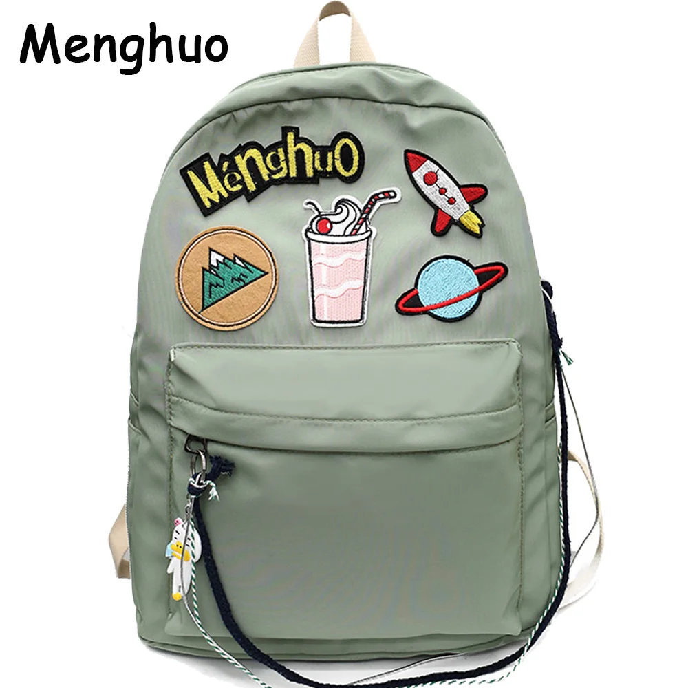 2018 MENGHUO Brand Design Badge Women Backpack Bag Fashion School Bag for Girls Female Chain Backpack Lady Shoulder Bag Mochilas