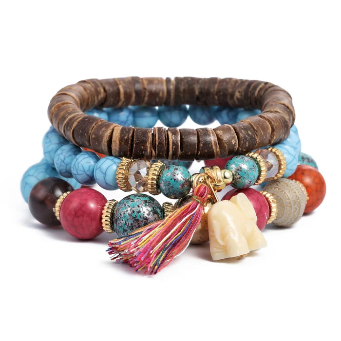 4 шт Boho крылья сердце Подвеска Шарм DIY бусины браслеты Набор для женщин Лава браслет с камнями браслет браслеты удивительная цена - Окраска металла: SL1282
