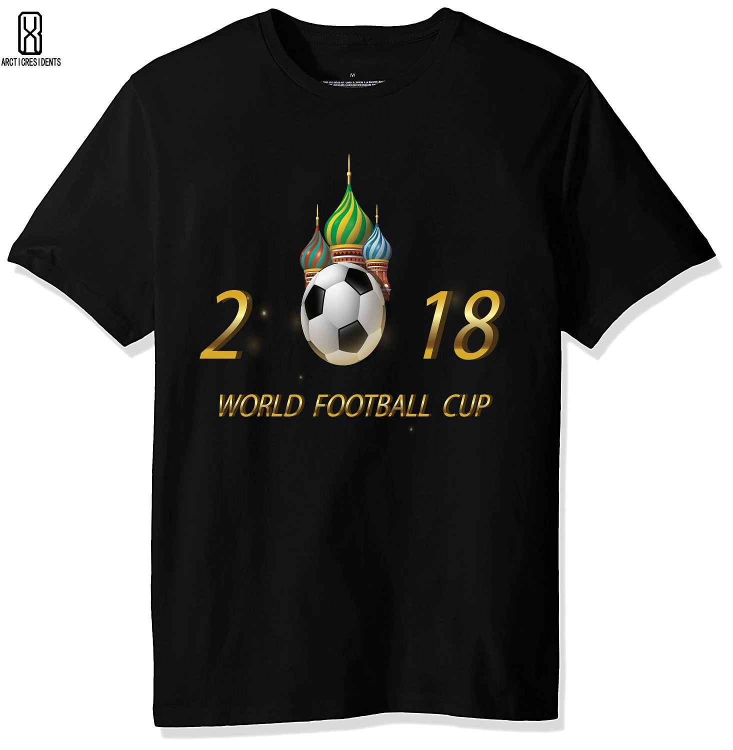Summer Men's Russia World Cup Series Printed Short-Sleeve tees T Shirt Round neck cotton half-sleeved men's t-shirt black XL | Мужская