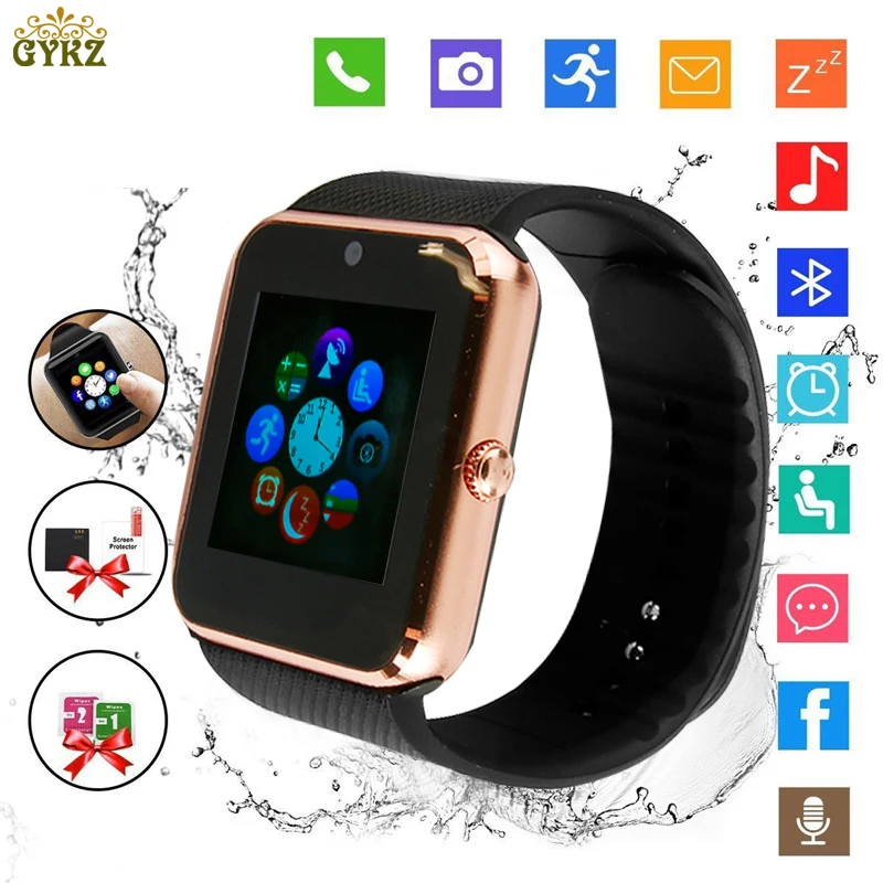 

GYKZ Men Bluetooth Smart Watch GT08 With Touch Screen Big Battery Support TF Sim Card Camera For IOS iPhone Android Phone