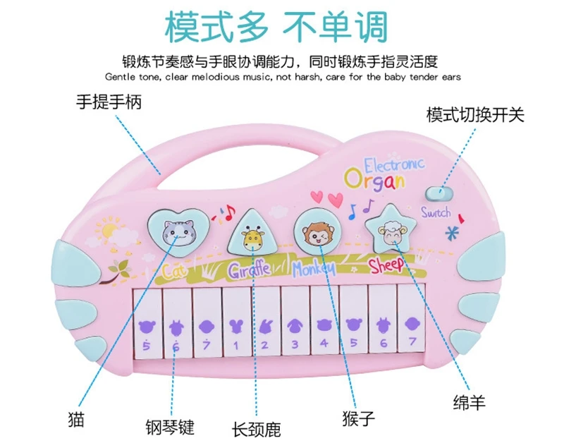 Пианино игрушечные музыкальные инструменты для обучение маленьких детей Детское пианино животных звук музыки Форма познание вечерние игрушка в подарок на день рождения