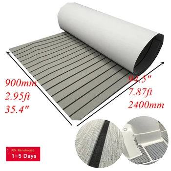 

90x240cm EVA Boat Flooring Sheet Yacht Marine Teak Decking Carpet Mat Pad Light Grey Gray With Black Caulking Boat Accessories