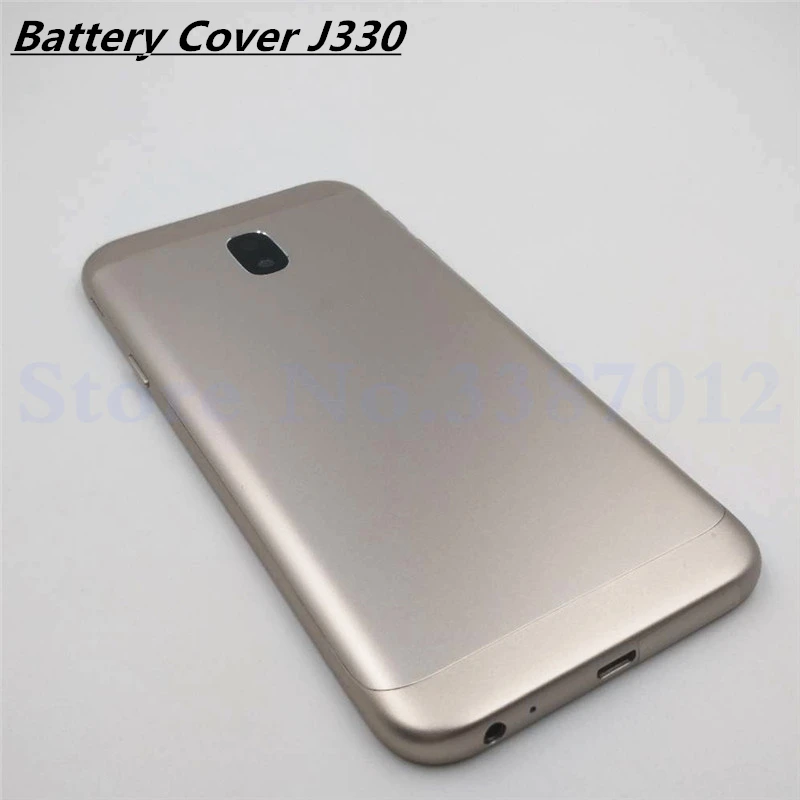 

For Samsung Galaxy J3 2017 J330 J330F Metal Back Housing Cover Battery Cover With Camera Glass+Power Volume Button Key