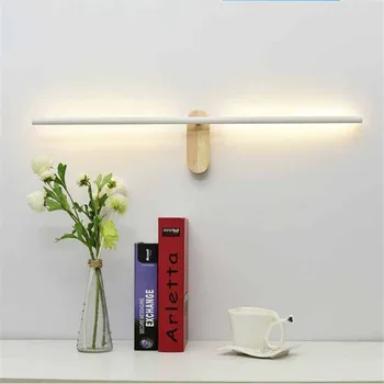 

Modern Simple White Led Wall Lamp for Bathroom Mirror Cabinet Iron Wood Illuminare Lighting Fixture 80cm 2404