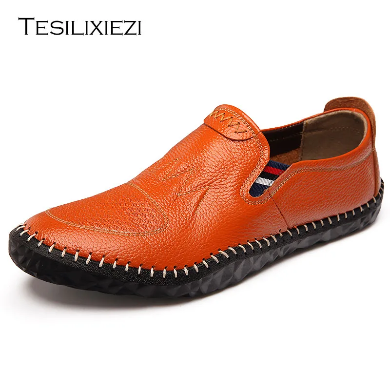 

Genuine Leather Men Loafers Comfortable Casual Shoes Men Boat Shoes Fashion Men Shoes Driving High Quality Breathable Flat Shoes