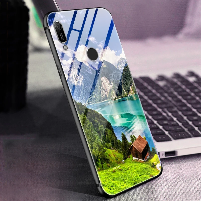 Чехол для Huawei Y6 Prime 2019 чехол из закаленного стекла жесткая задняя крышка телефона