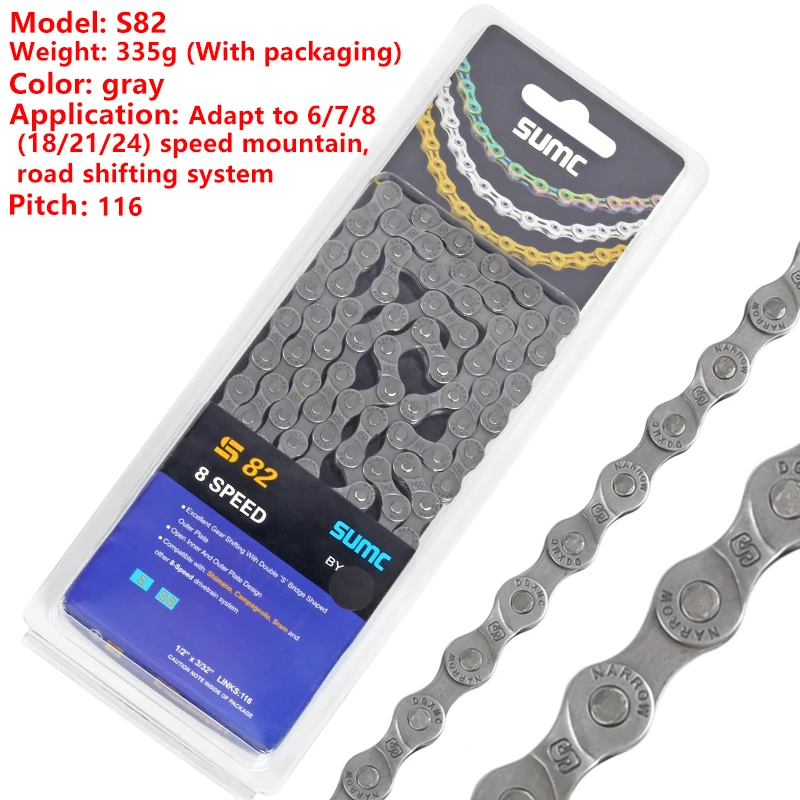 Best Sumc 116L Gold Bike Chain X8 X9 X10 X10sl X11SL Super Light For 8 9 10 11 12 Speed MTB/Road Bicycle Compatible SRAM 8