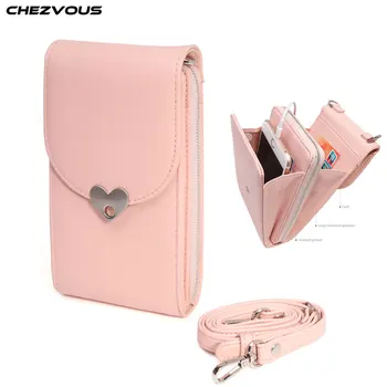 

CHEZVOUS Women PU Leather Phone Pouch Bags for iPhone X XS 6 7 8 plus 5s Small Crossbody Shoulder Bag for Samsung S9 S8 plus S7