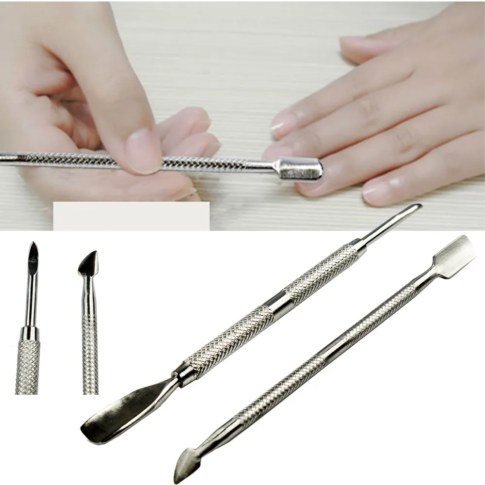 2X Pro Stainless Steel Cuticle Nail Pusher Spoon Remover Manicure