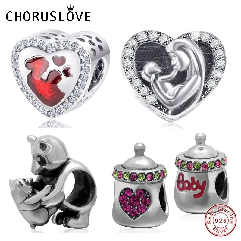 Choruslove для мамы подвеска любовь Аутентичные 925 пробы Серебряное сердце бисера fit