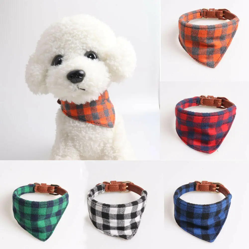 

Dog Cat Bandana Collar Puppy Pet Adjustable Patterned Neck Scarf Neckerchief Dog Triangula Bandana Collars PU Leather