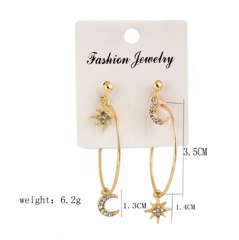 CXW Alloy earring combination set is suitable for women European and American fashion nova crescent earring A01